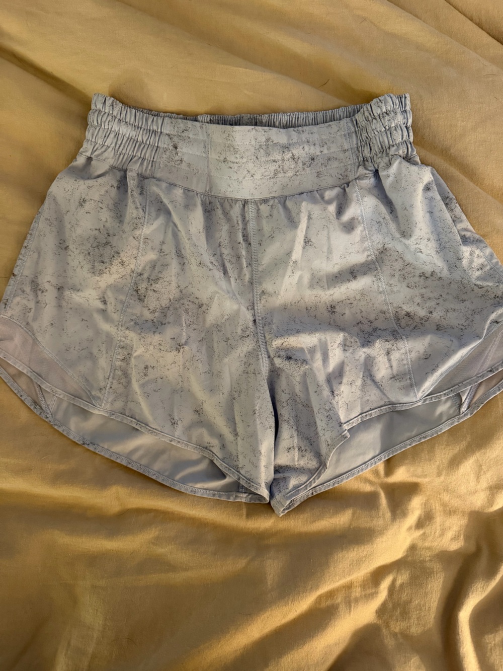 Lululemon Light Gray Active Shorts with Subtle Marbled Print